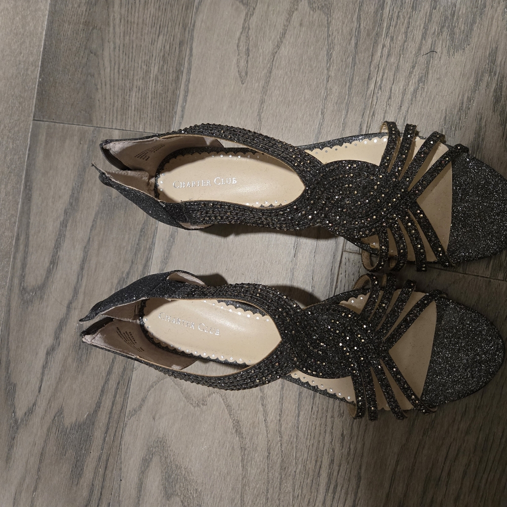 Charter Club Black Heels with Strappy Design